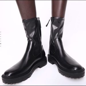 Zara black lug sole boots